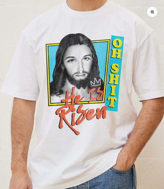 HE IS RISEN FUNNY T-SHIRT CONFORT COLORS